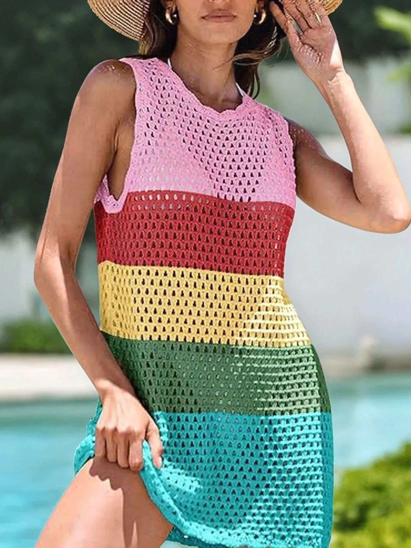 Color Block Openwork Sleeveless Cutout Back Cover-Up sold by Charming Charlie product image thumbnail 2