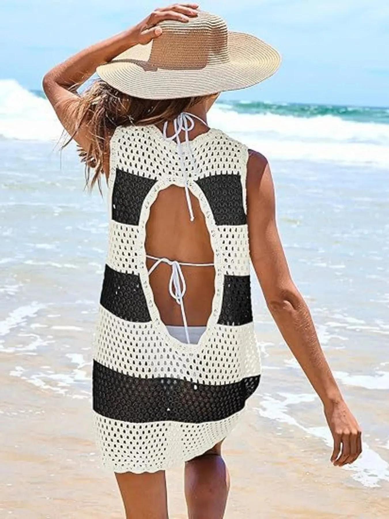 Color Block Openwork Sleeveless Cutout Back Cover-Up sold by Charming Charlie product image thumbnail 4