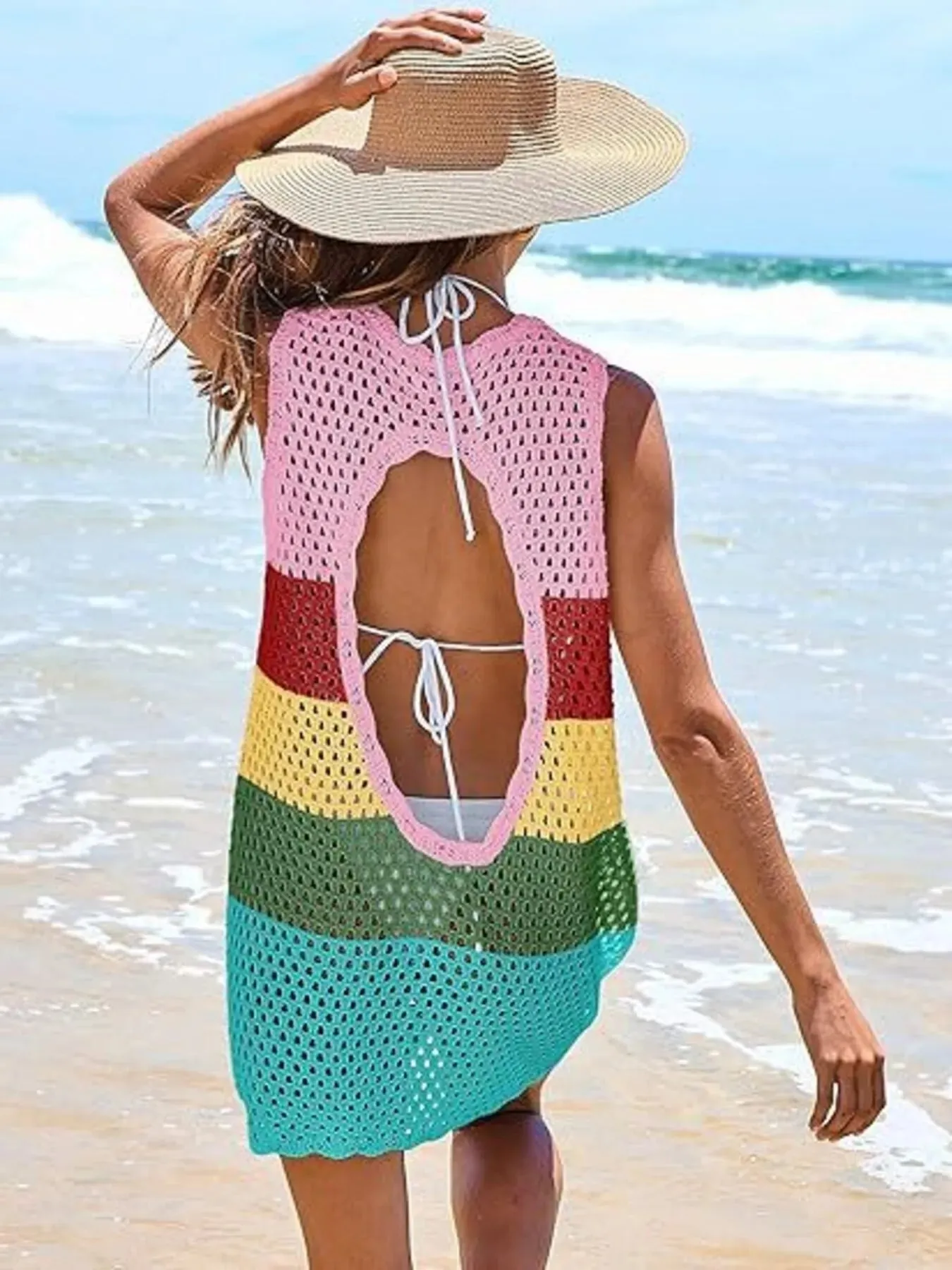 Color Block Openwork Sleeveless Cutout Back Cover-Up sold by Charming Charlie