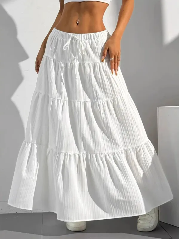 Tiered Maxi Skirt with Drawstring Waist sold by Charming Charlie