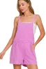 Zenana Washed Double Gauze Tie Back Rompers sold by Charming Charlie