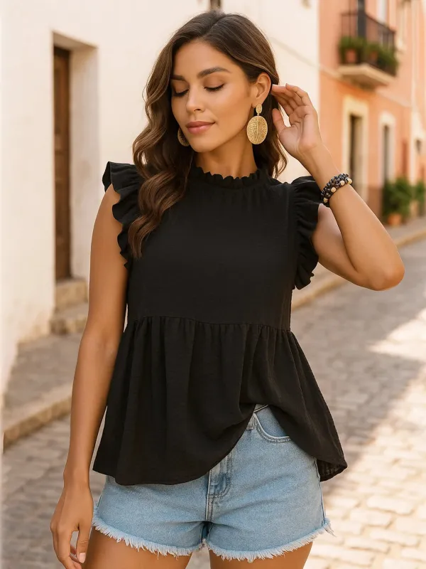 Ruffled Cap Sleeve Blouse sold by Charming Charlie