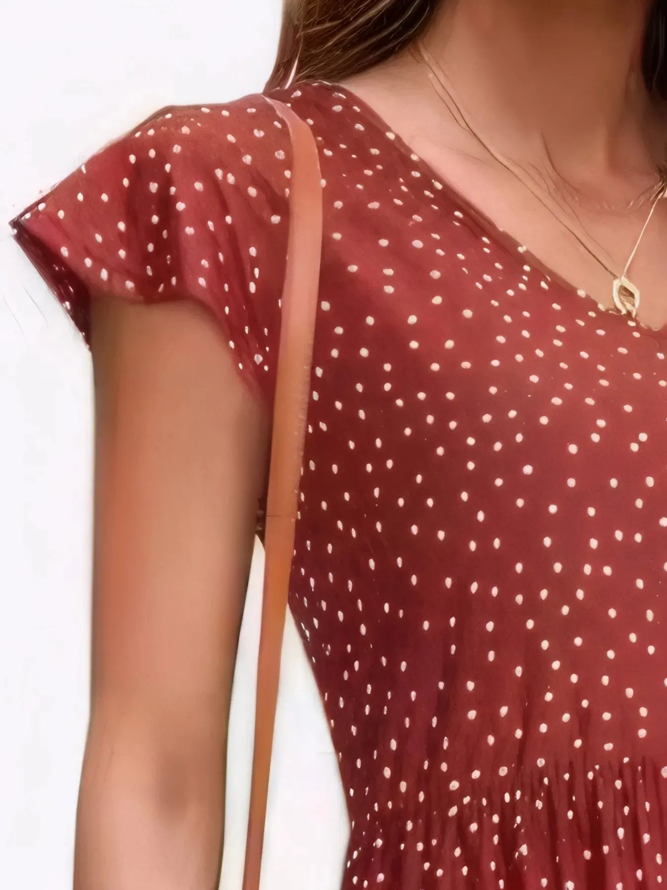 Polka Dot Ruffle Sleeve V-Neck Mini Dress sold by Charming Charlie product image thumbnail 4