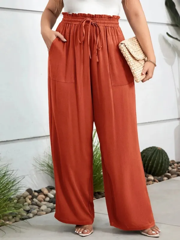 Plus Size High Waist Wide Leg Drawstring Pants sold by Charming Charlie