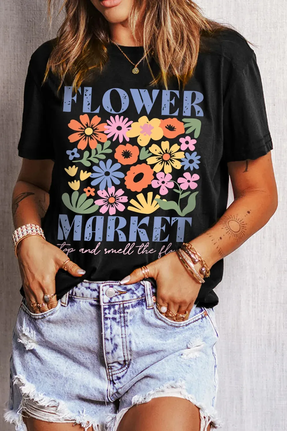 Flower Market Graphic Round Neck T-Shirt sold by Charming Charlie product image thumbnail 2
