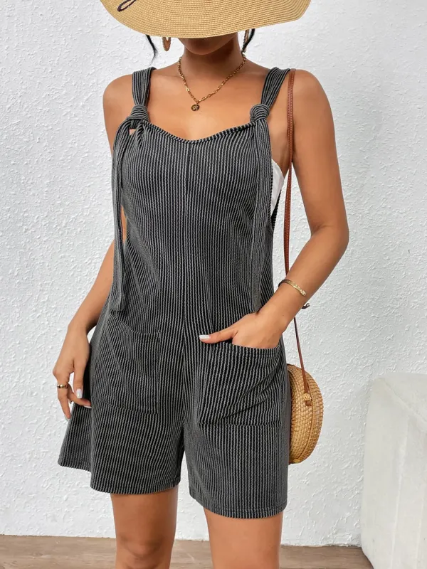 Knotted Strap Romper with Pockets sold by Charming Charlie