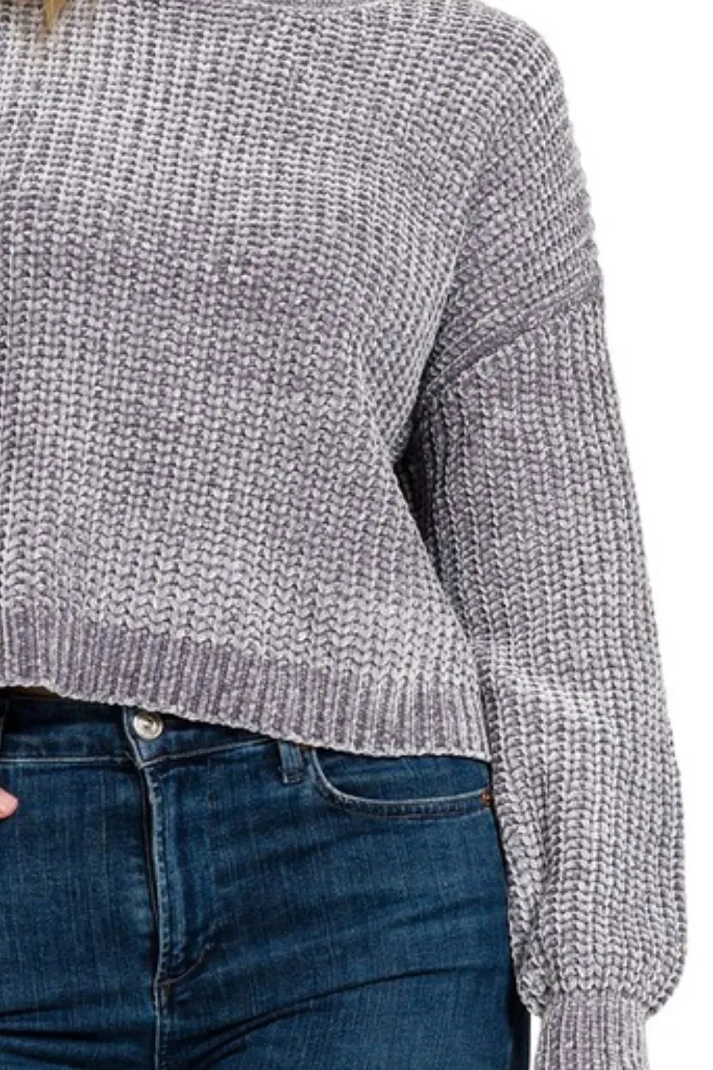 Zenana Chenille Round Neck Crop Sweater sold by Charming Charlie product image thumbnail 3
