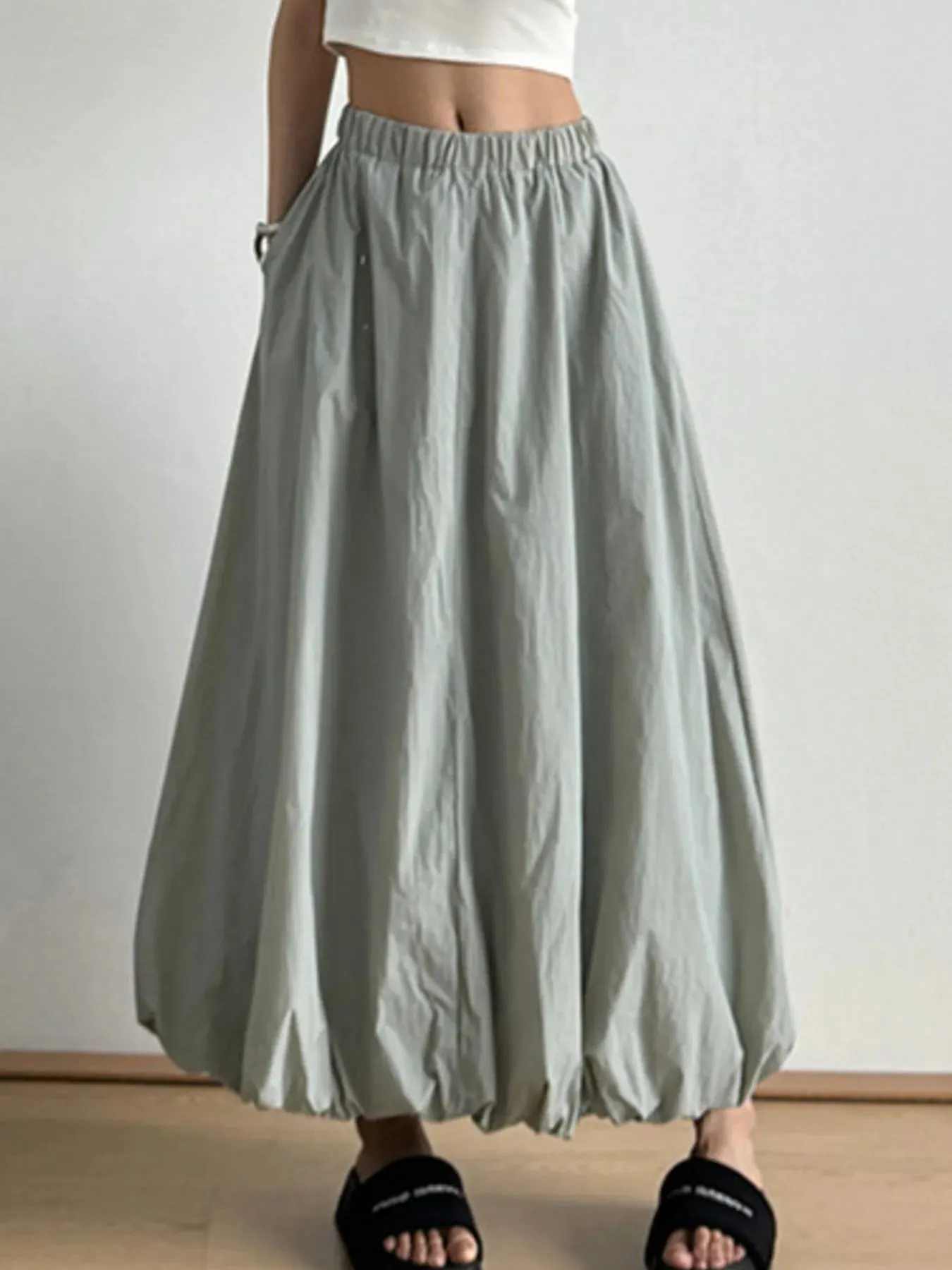 Elastic Waist Bubble Hem Maxi Skirt sold by Charming Charlie product image thumbnail 3