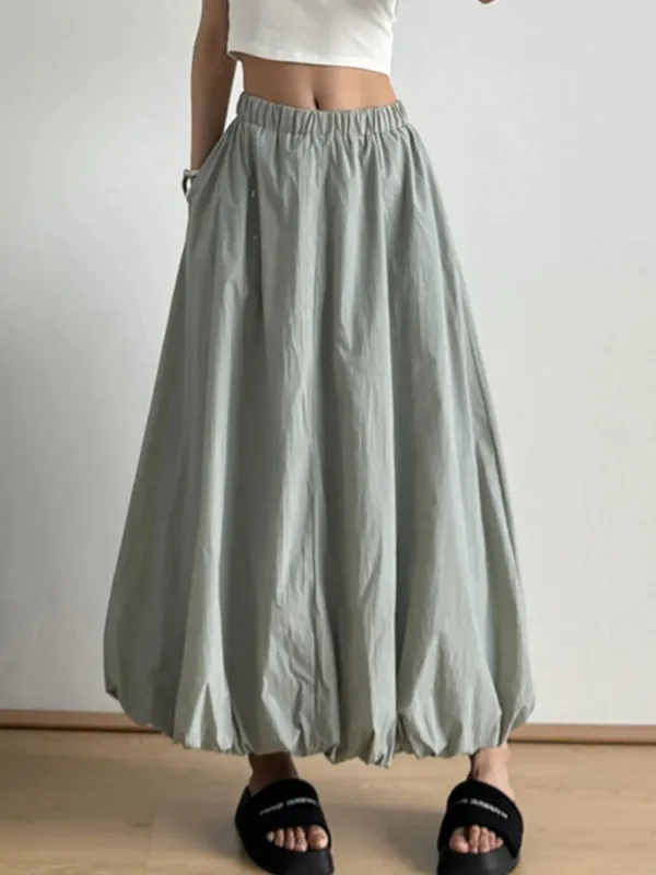 Elastic Waist Bubble Hem Maxi Skirt sold by Charming Charlie
