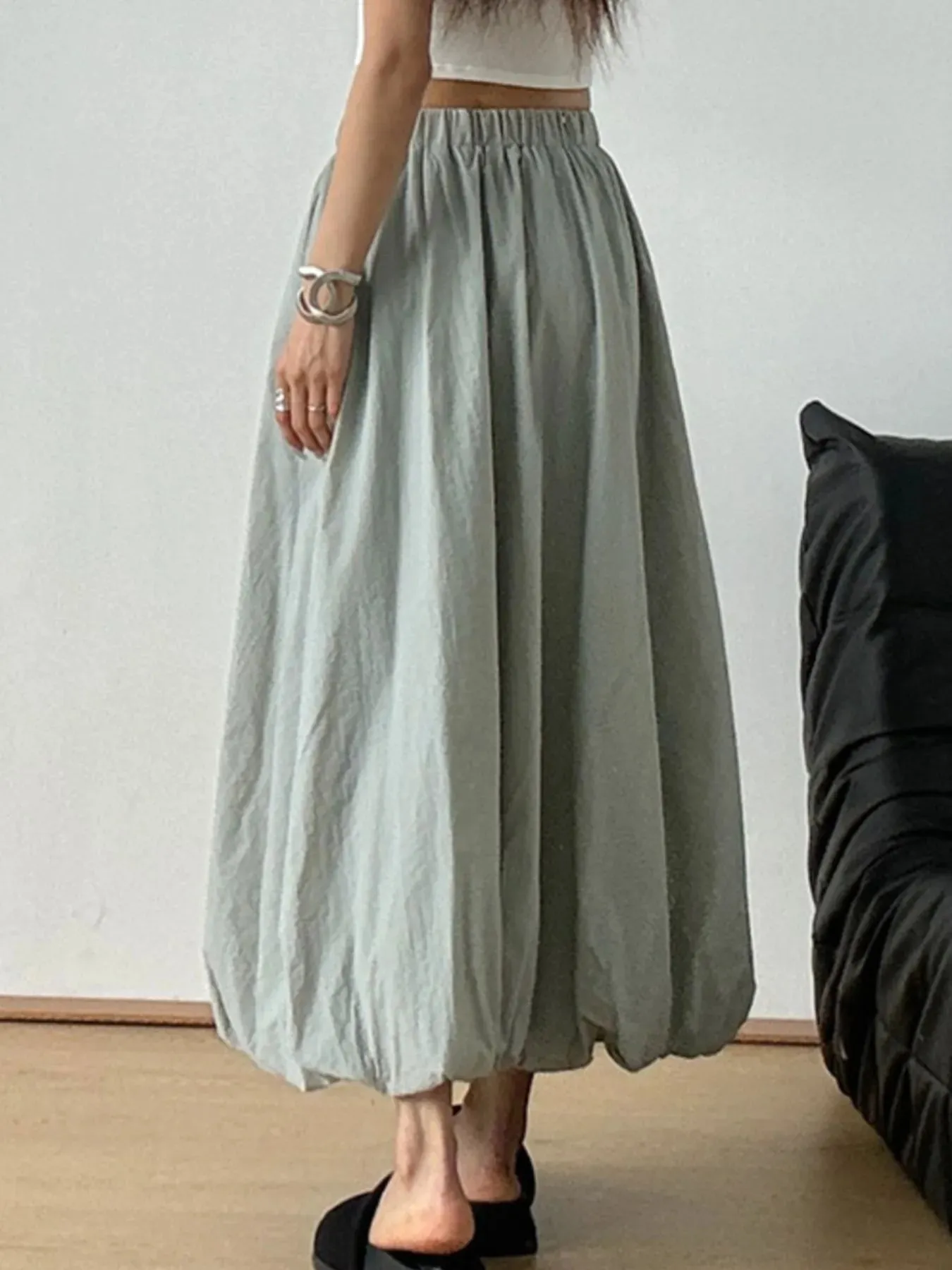Elastic Waist Bubble Hem Maxi Skirt sold by Charming Charlie product image thumbnail 5