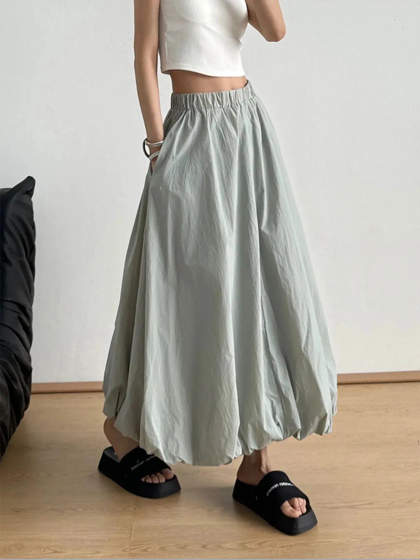 Elastic Waist Bubble Hem Maxi Skirt sold by Charming Charlie product image thumbnail 4