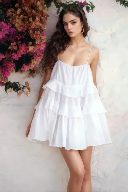 Ruffle Layered Tie Shoulder Cami Dress sold by Charming Charlie