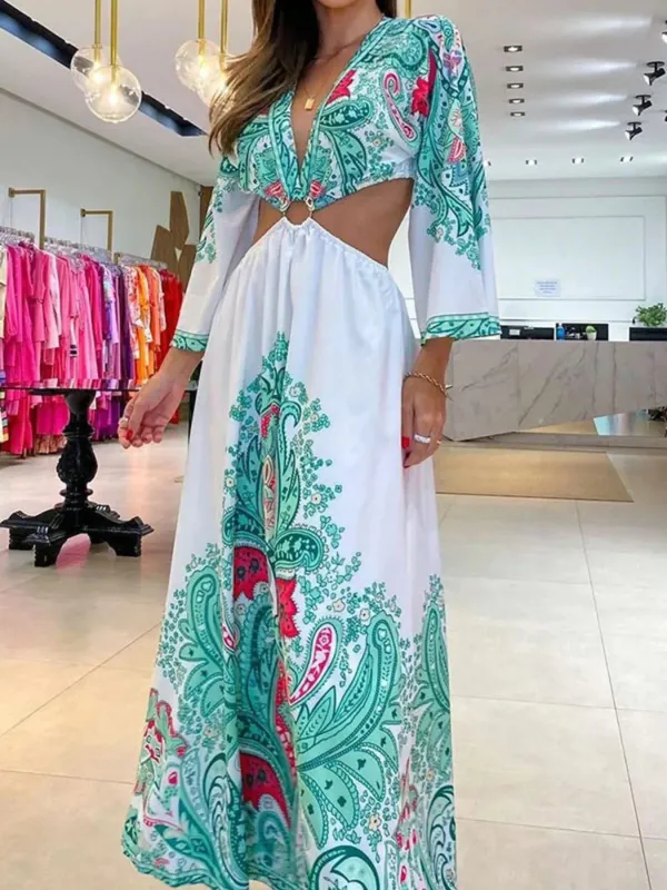 Paisley Print Cut-Out Maxi Dress sold by Charming Charlie