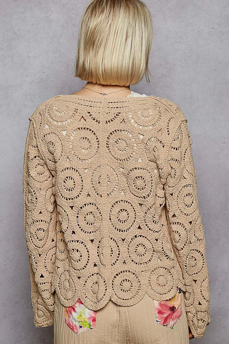 POL Button Down V-Neck Crochet Cardigan sold by Charming Charlie product image thumbnail 5