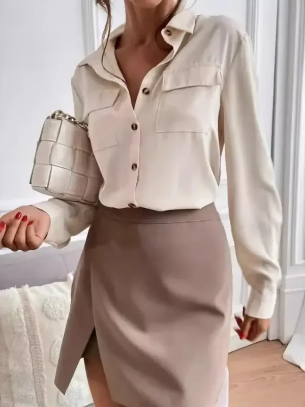 Button Down Long Sleeve Shirt with Chest Pockets sold by Charming Charlie