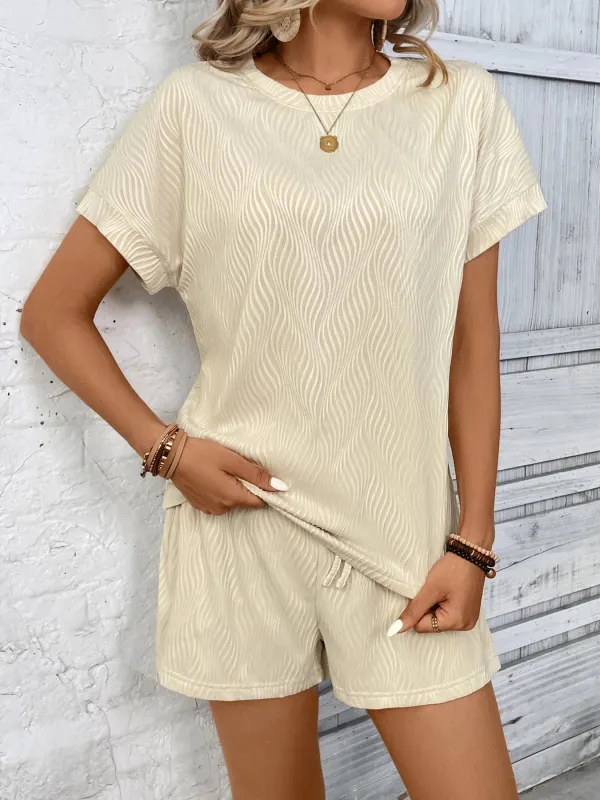 Textured Knit Round Neck Top and Shorts Set sold by Charming Charlie