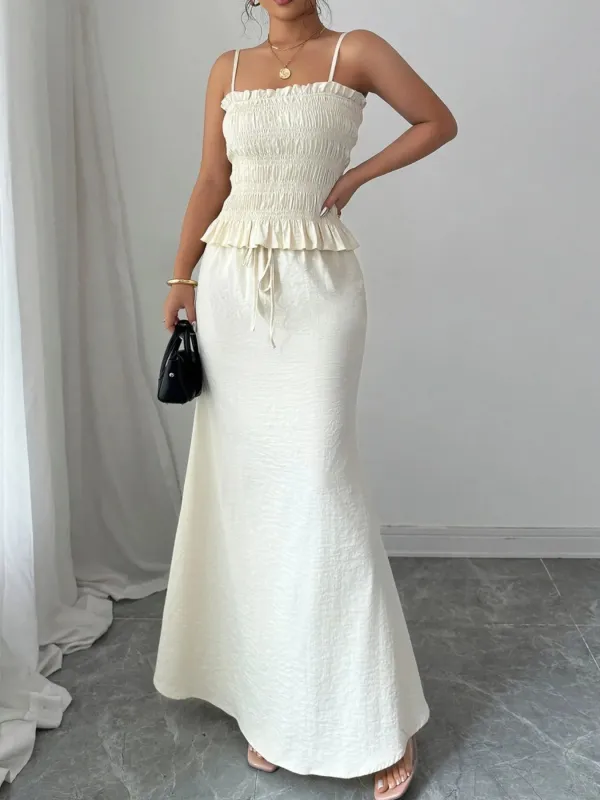 Smocked Ruffled Hem Cami and Maxi Skirt Set sold by Charming Charlie