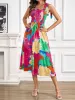 Smocked Printed Tie Shoulder Midi Dress sold by Charming Charlie