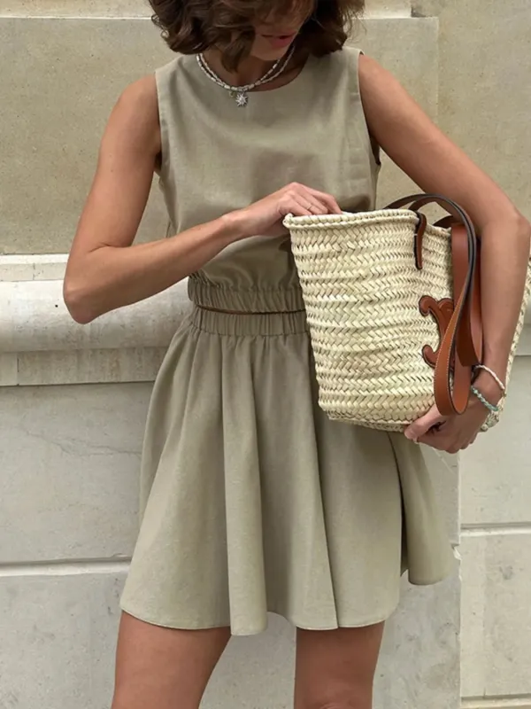 Round Neck Sleeveless Top and Skirt Set sold by Charming Charlie