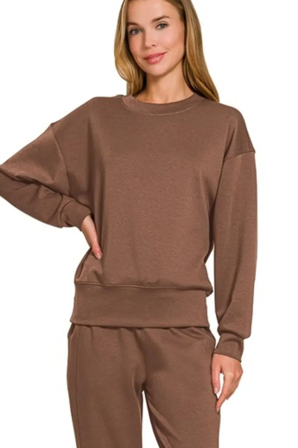 Zenana Scuba Crewneck Pullover & Joggers 2 Pieces Set sold by Charming Charlie product image thumbnail 2