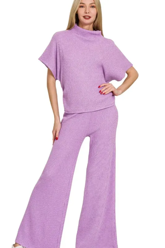 Zenana Sweater Mock Neck Top & Long Pants Set sold by Charming Charlie