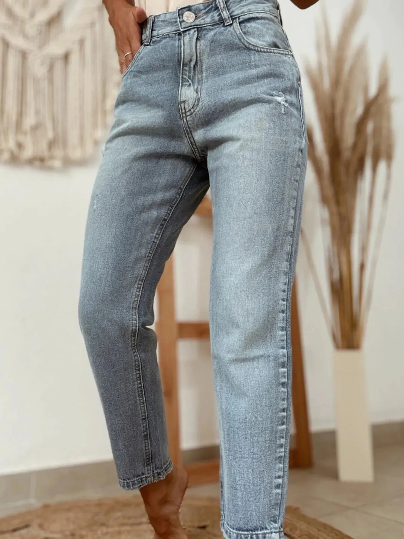 Distressed Ankle-length Straight Jeans sold by Charming Charlie product image thumbnail 2