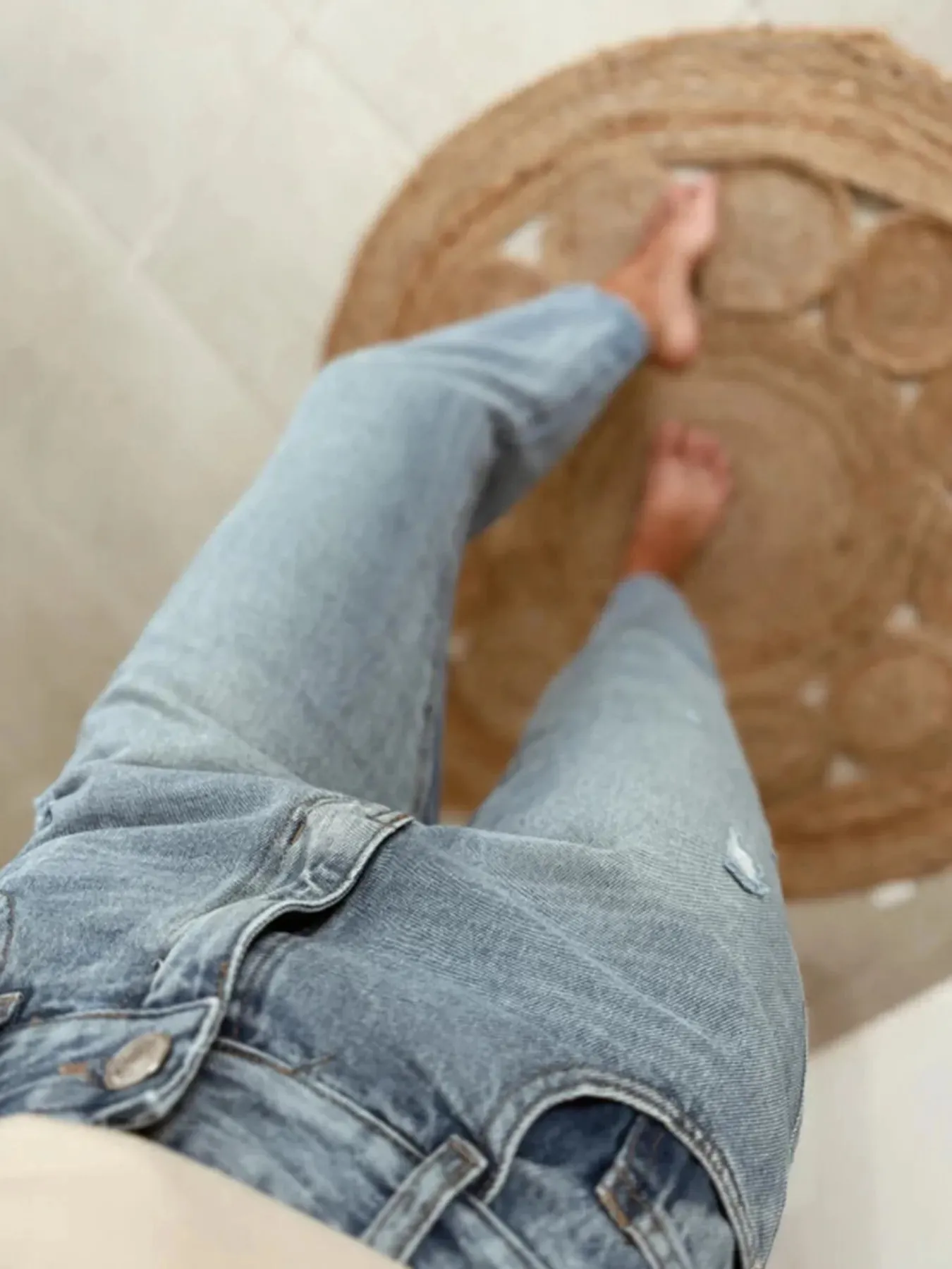 Distressed Ankle-length Straight Jeans sold by Charming Charlie product image thumbnail 5