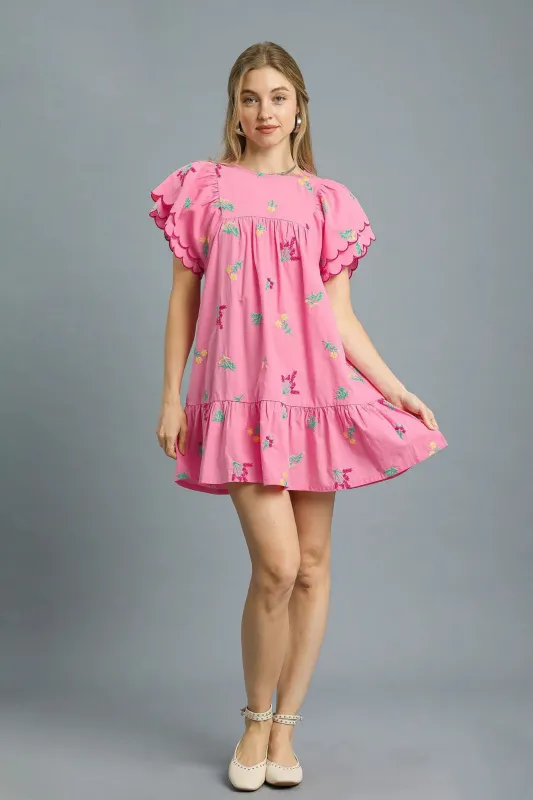 Umgee Floral Embroidered Short Sleeve Mini Dress sold by Charming Charlie