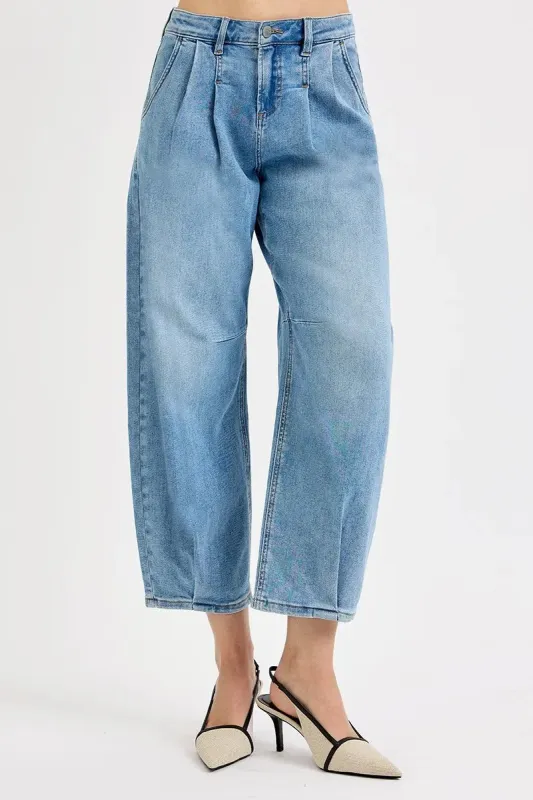 RISEN Full Size Mid Rise Fit Crop Wide Volume Leg Jeans Plus Size sold by Charming Charlie