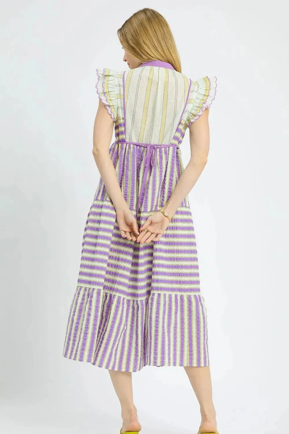 Umgee Striped Ruffle Cap Sleeve Midi Dress sold by Charming Charlie product image thumbnail 4