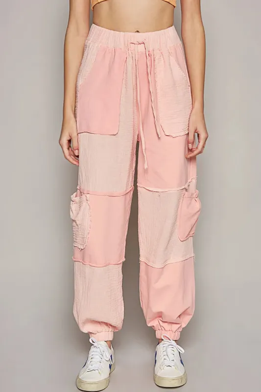 POL Drawstring Pocketed Contrast Jogger Pants sold by Charming Charlie