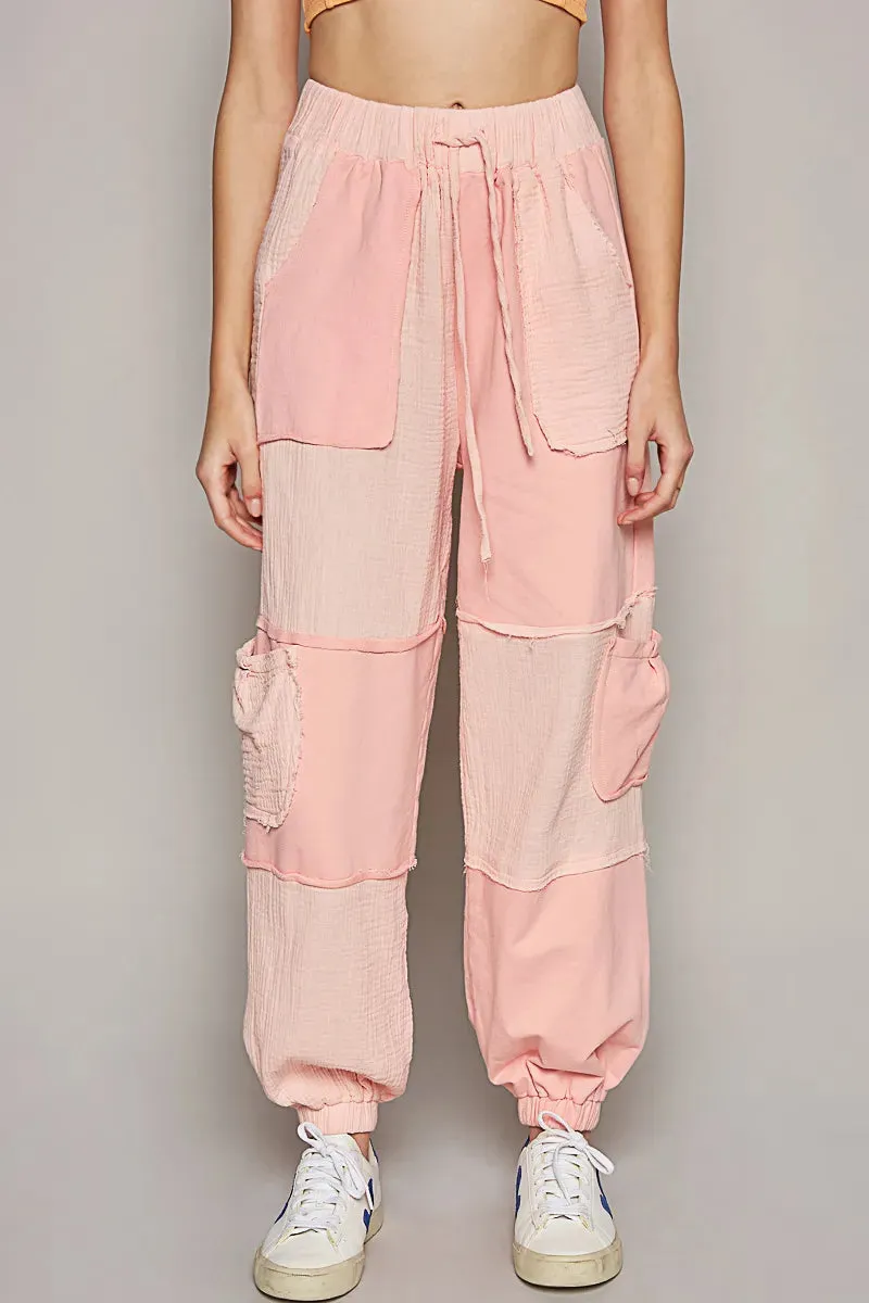 POL Drawstring Pocketed Contrast Jogger Pants sold by Charming Charlie