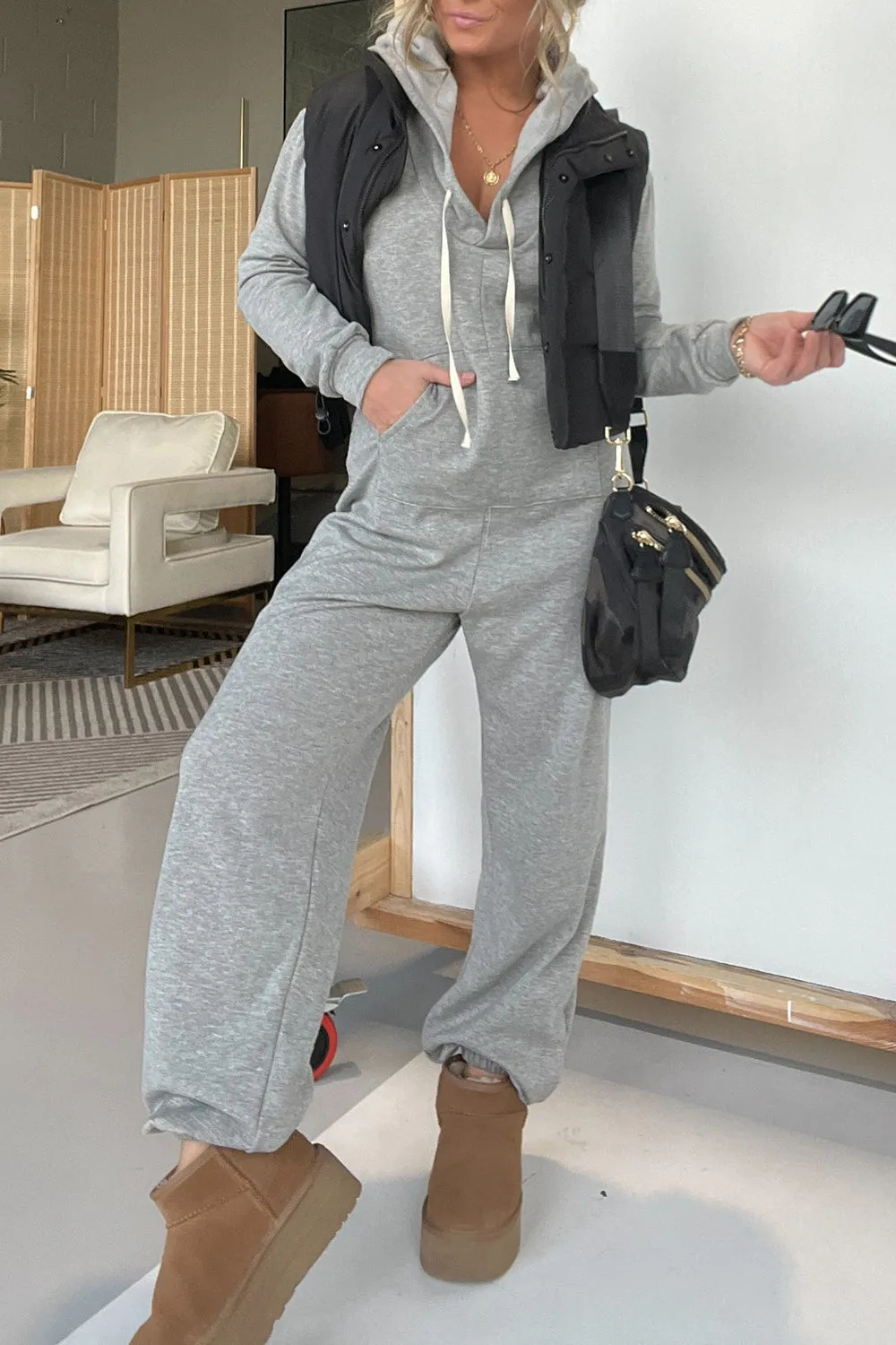 Full Size Drawstring Long Sleeve Jumpsuit sold by Charming Charlie product image thumbnail 3