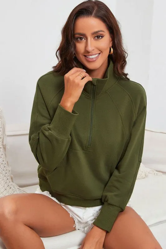 Fleece Lined Zip Up Stand Collar Sweatshirt sold by Charming Charlie product image thumbnail 2
