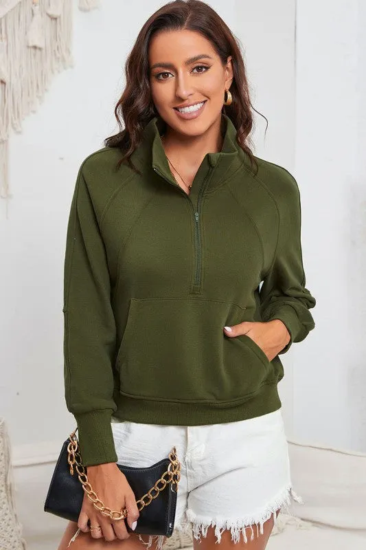 Fleece Lined Zip Up Stand Collar Sweatshirt sold by Charming Charlie