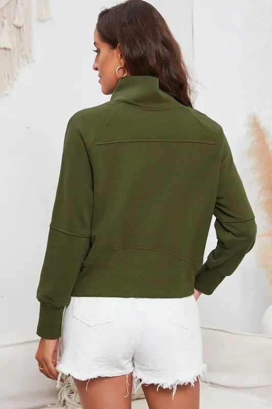 Fleece Lined Zip Up Stand Collar Sweatshirt sold by Charming Charlie product image thumbnail 3