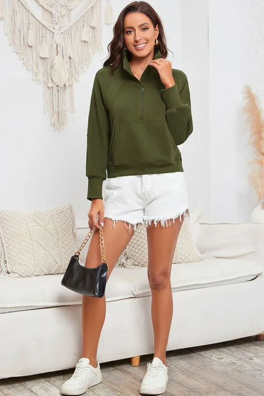 Fleece Lined Zip Up Stand Collar Sweatshirt sold by Charming Charlie product image thumbnail 4