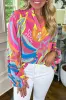 Abstract Print Ruffled Sleeve Buttoned Blouse sold by Charming Charlie