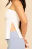 Strapless Ribbed Side-Slit Flare Top sold by Charming Charlie