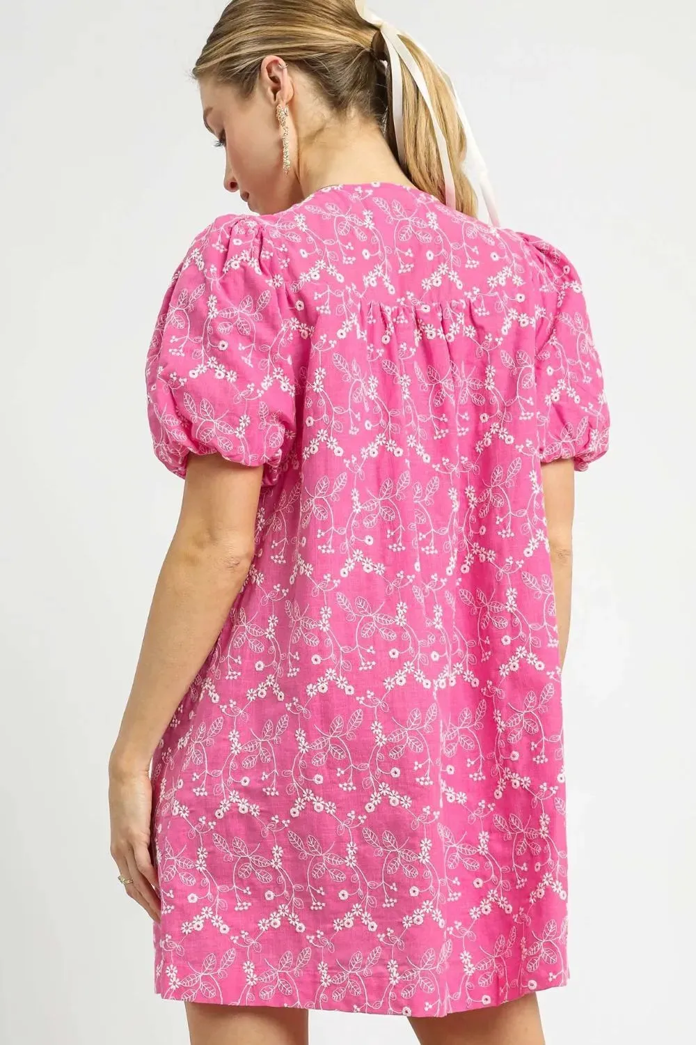 Umgee Floral Puff Sleeve V-Neck Mini Dress sold by Charming Charlie product image thumbnail 3