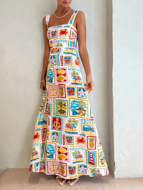 Printed Square Neck Cami Dress sold by Charming Charlie