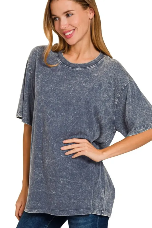 Zenana Washed Short Sleeve Top sold by Charming Charlie