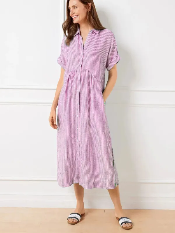 Full Size Striped Button-Front Midi Dress Plus Size sold by Charming Charlie