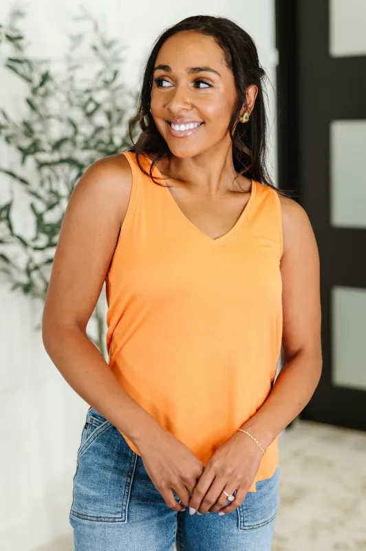 Simpler Times Basic V-Neck Tank in Orange sold by Charming Charlie