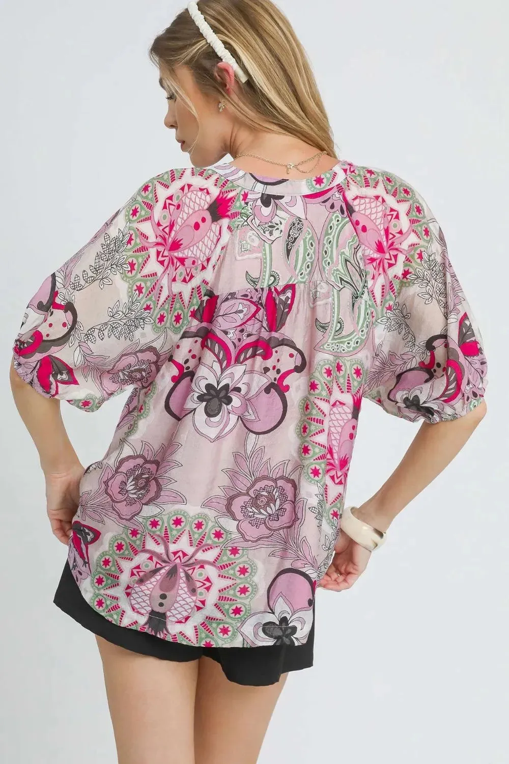 Umgee Floral Print Half Sleeve Blouse sold by Charming Charlie product image thumbnail 3