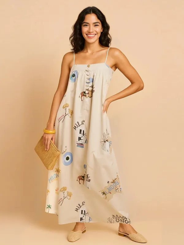 Printed Square Neck Cami Maxi Dress sold by Charming Charlie