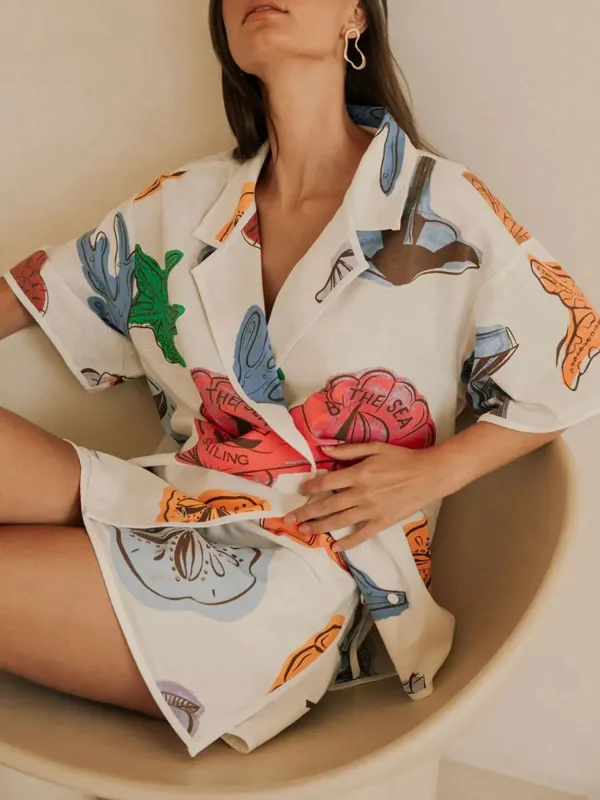 Button Up Short Sleeve Shirt and Shorts Set sold by Charming Charlie