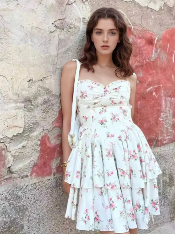 Floral Layered Cami Dress with Ruffle Details sold by Charming Charlie