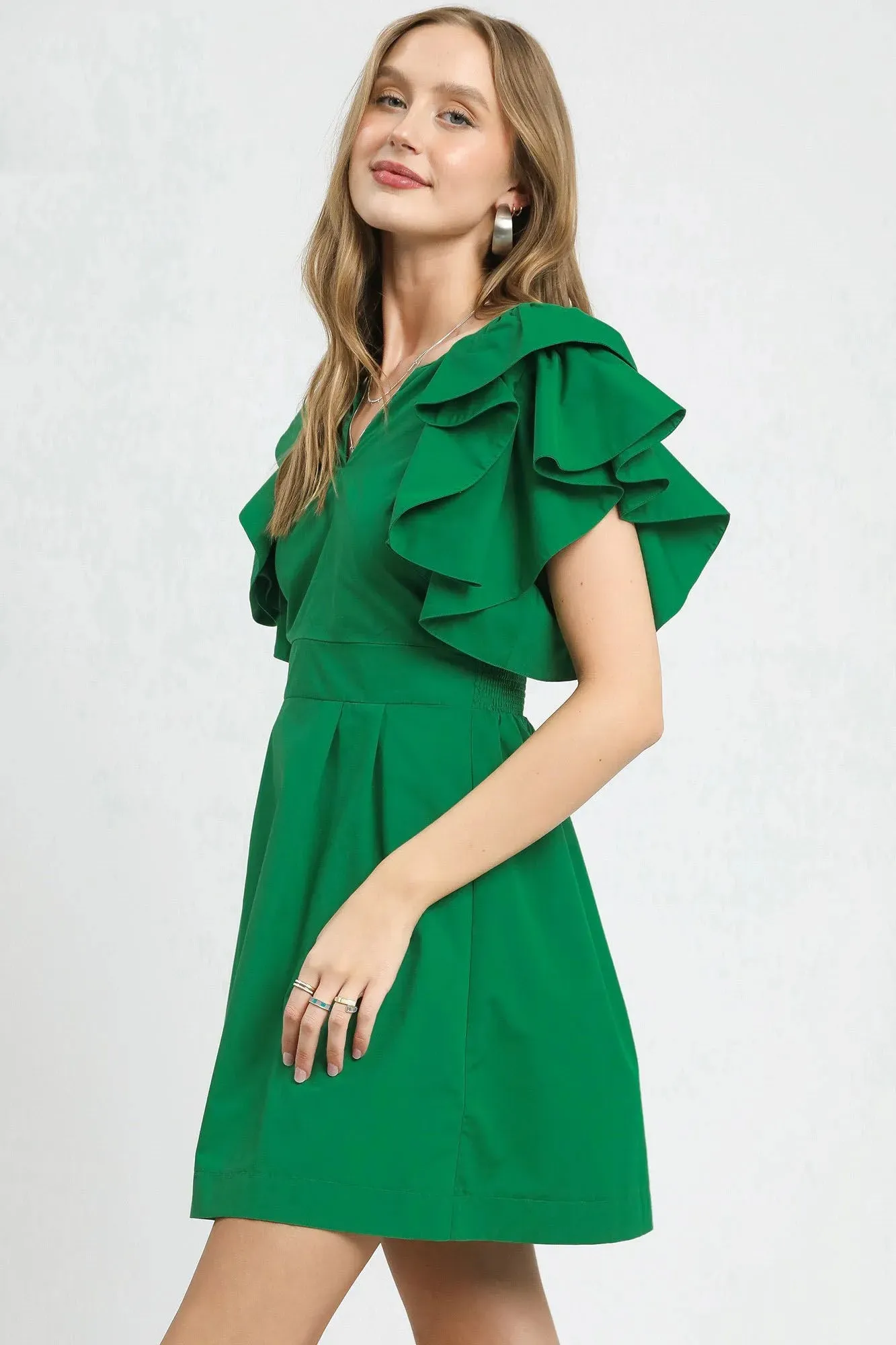 Umgee Double Ruffle Sleeve Fit and Flare Dress sold by Charming Charlie product image thumbnail 2