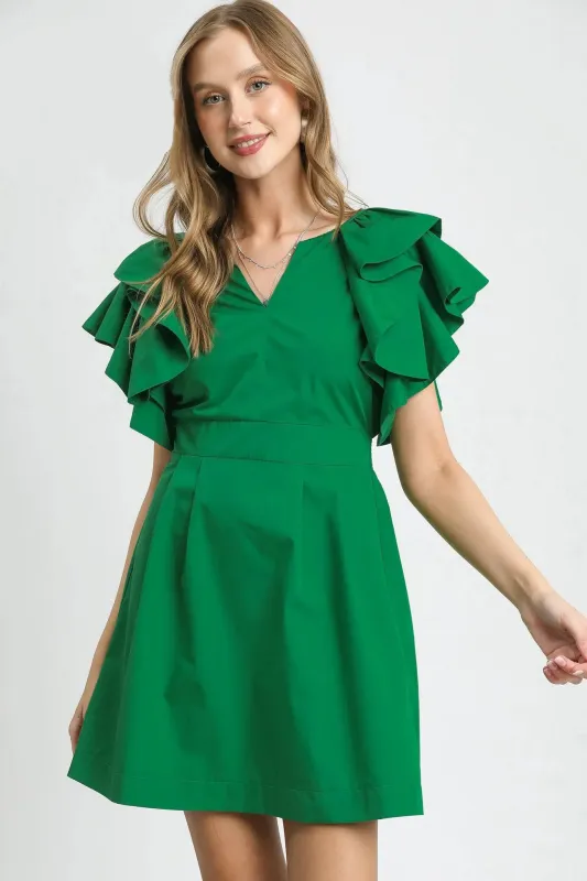 Umgee Double Ruffle Sleeve Fit and Flare Dress sold by Charming Charlie
